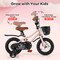 Pink Metal Kids Bike with Dual Brakes and Basket, Adjustable Handlebar